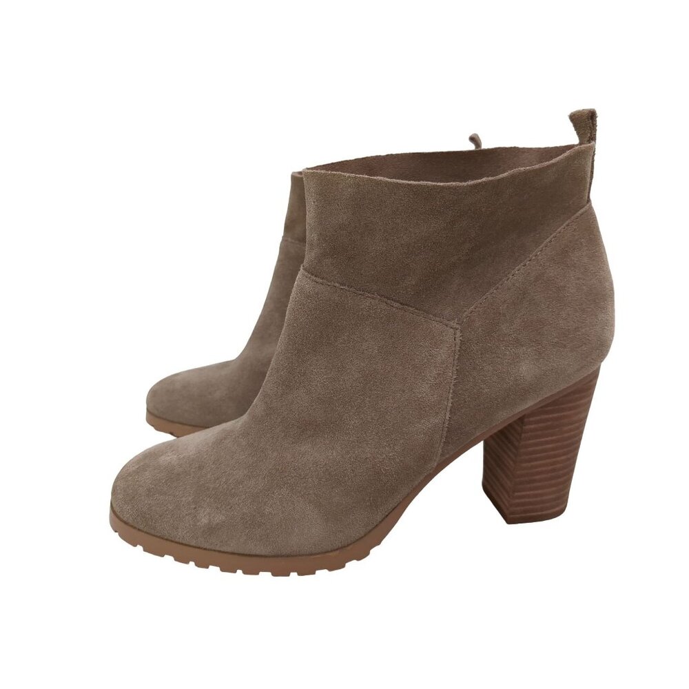 Crown Vintage Ankle Boot Womens 8 Tan Going Out Slip On Heel Suede Darcie